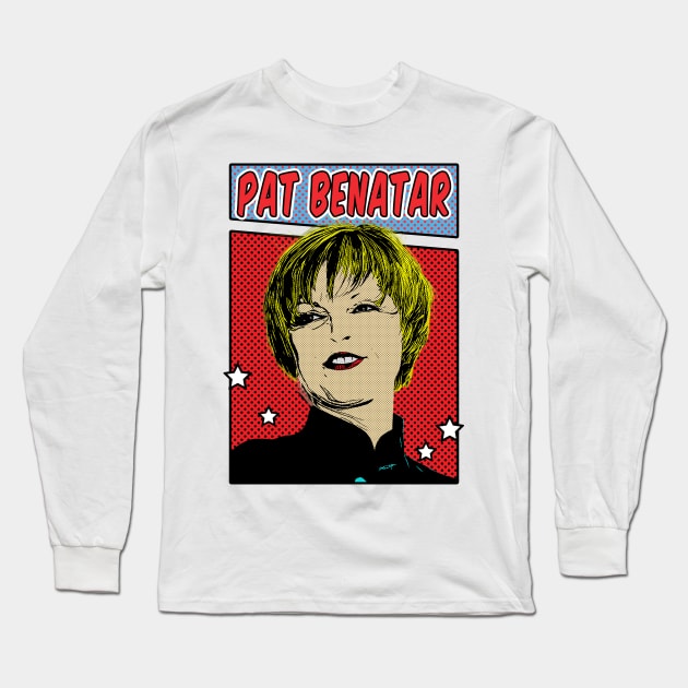 Pat Benatar Pop Art Comic Style Long Sleeve T-Shirt by Flasher